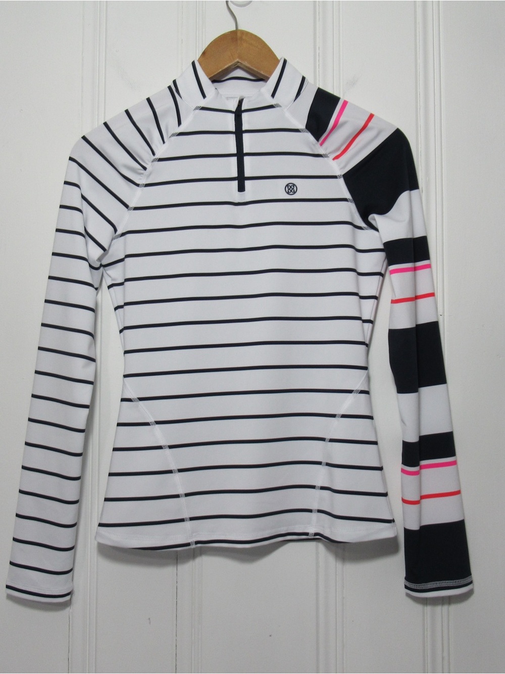 G/FORE White Striped Quarter-Zip Long Sleeve Pullover Size XS